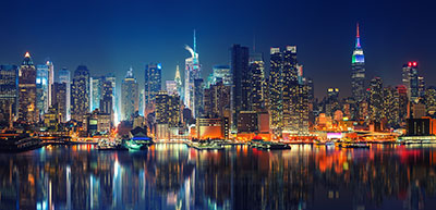 NYC skyline at night